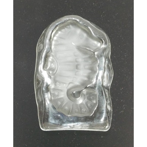 VTG Sea Horse Paper Weight Frosted Glass Sculpture Aquamarine Sealife Art Glass - Picture 4 of 6